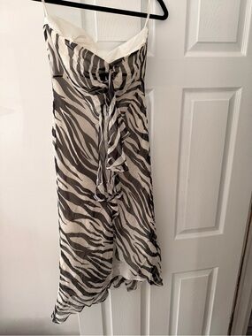 Reformation Zebra-Print Midi Dress in Black and White